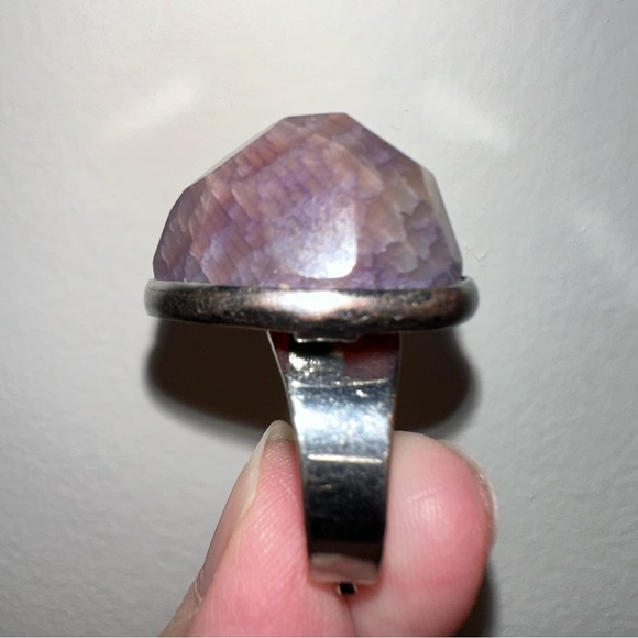 Opalized wood or dinosaur bone adjustable ring - Picture 5 of 11